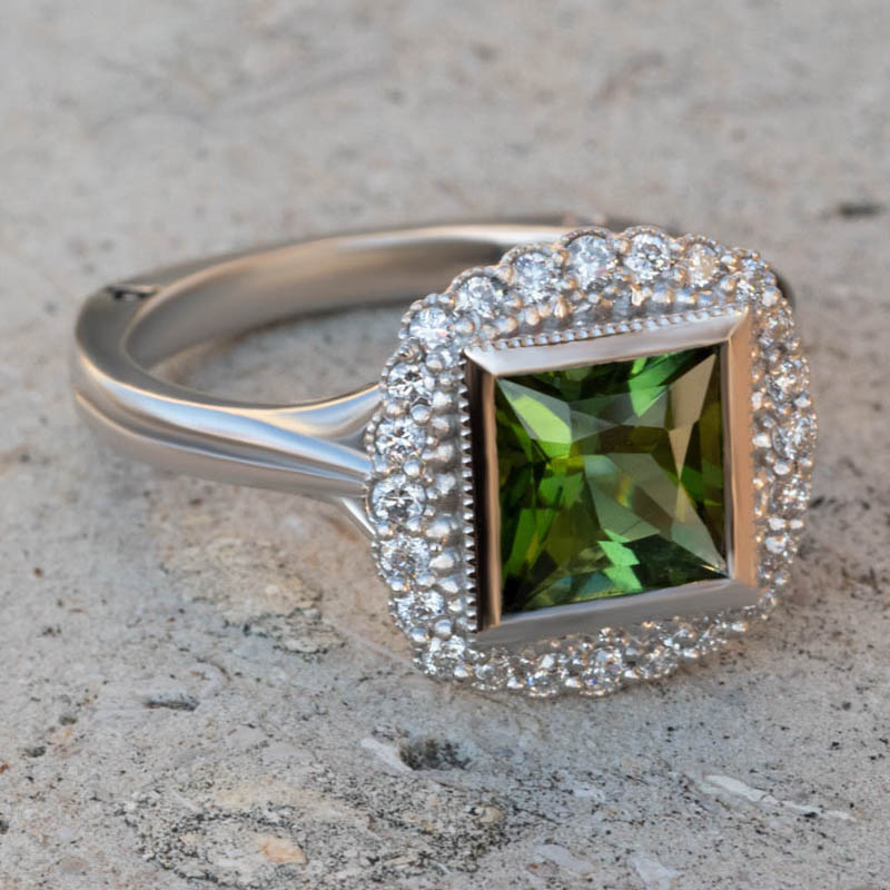 Emerald Green Diamond Ring | Ouros Jewels